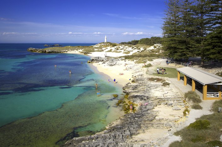 Relax at one of Rottnest's beautiful bays or beaches