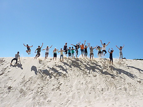 Jumping at the Henty Dunes, exclusive to Jump Tours