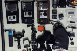 selection of Gopro cameras and accessories