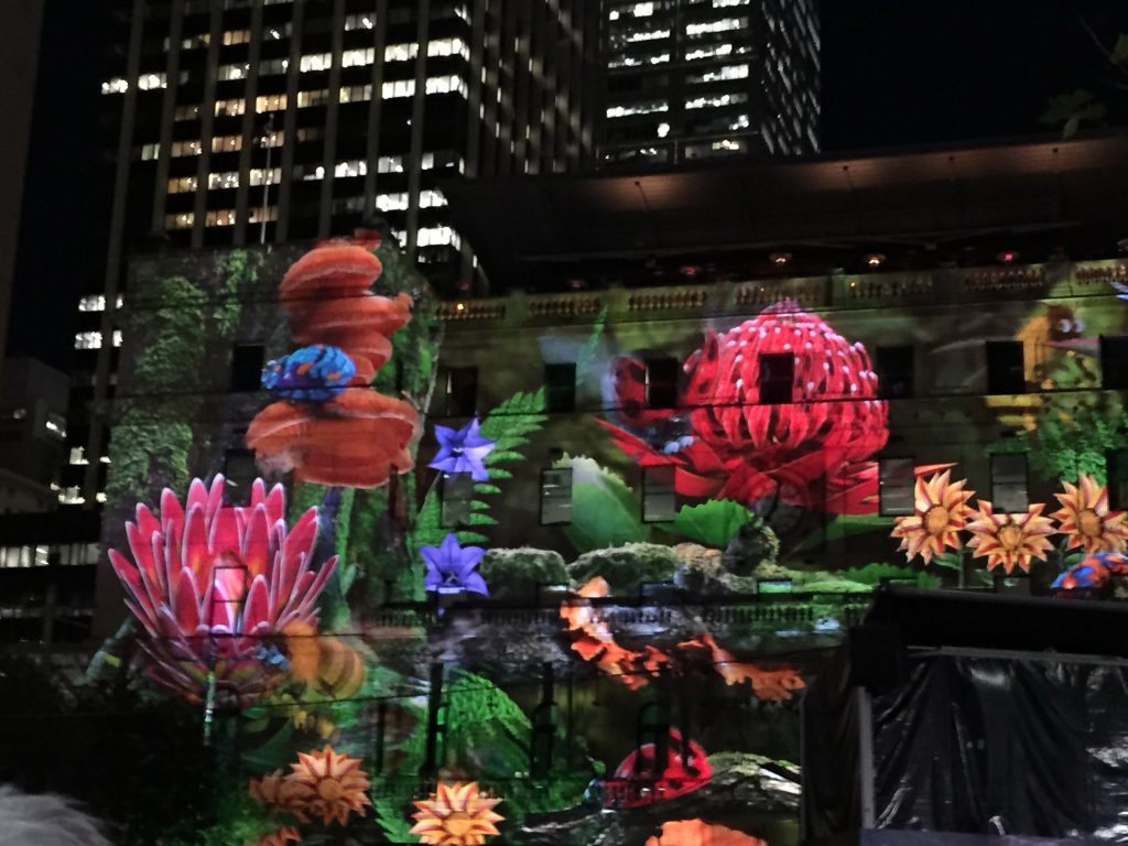 'Light' Flowers on the wall of Customs house during Vivid 2016