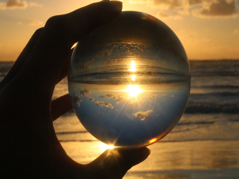 Sunrise looking through a crystal ball Abstract photo taken of sunrise looking through crystal ball