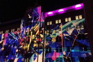 Illuminated building at Sydney's Vivid Festival