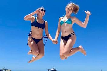 Girls jumping at Whitehaven 