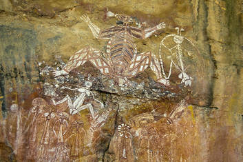 Rock art figures at Nourlangie Rock in Kakadu