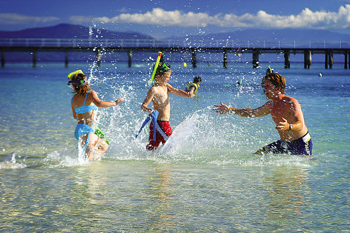 Playing off the beach at Green Island