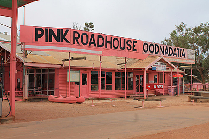 Pink Roadhouse in Oodnadatta