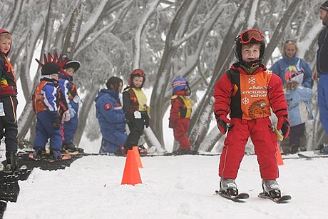 Kids in ski school on the Mt Buller tour