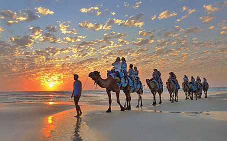 Iconic sunset camel ride on Cable Beach