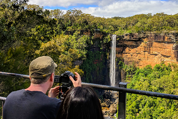 Fitzroy Falls plunging over the sandstone escarpment