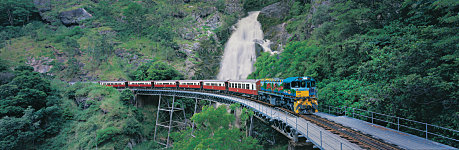 Kuranda Scenic Railway passing Stoney Creek Falls