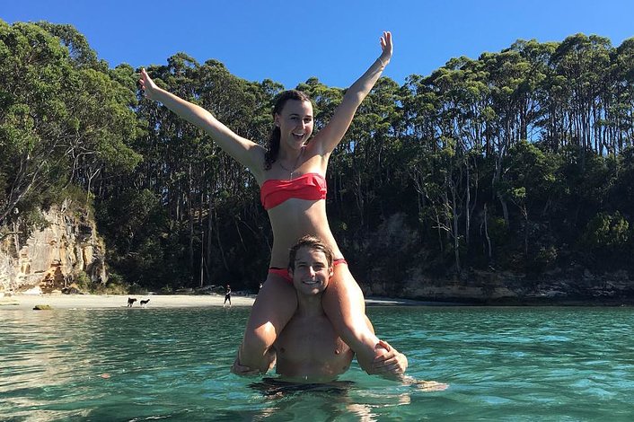 Swimming in the pristine waters of Bruny Island