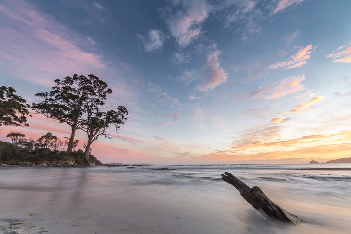 Remote beach settings on Bruny Island