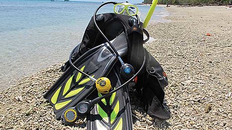 Dive gear on Fitzroy island Beach