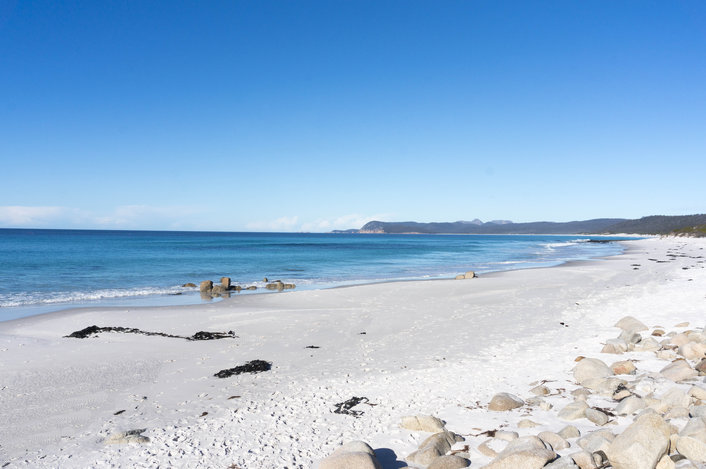 Crystal clear water & white sand at Friendly Beaches