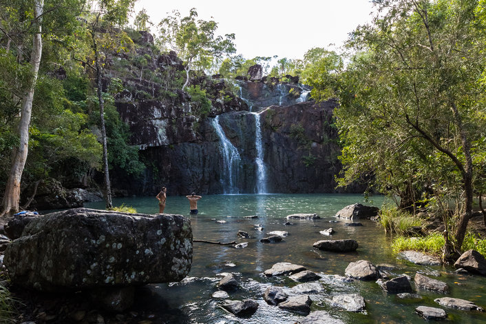 Swim beneath refreshing, natural waterfalls