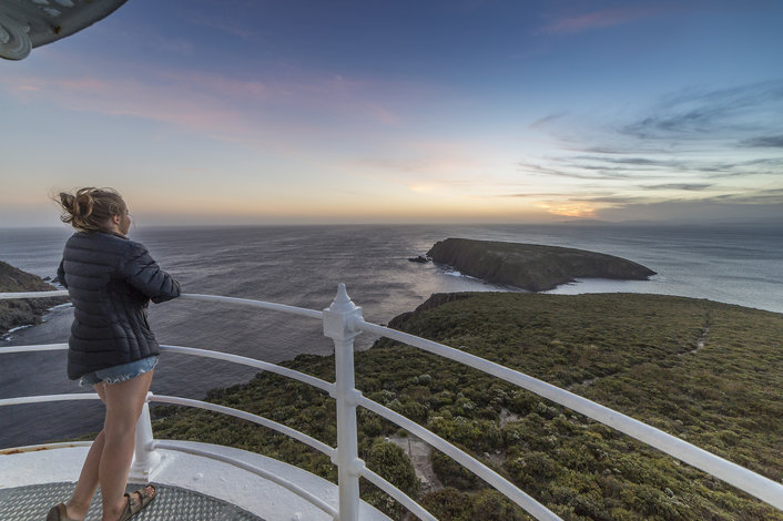 Watching the sunset over the southern parts of Tasmania