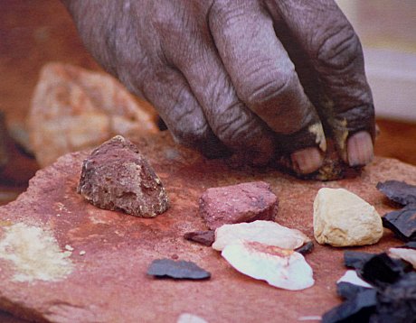 Grinding Ochre at Cave Hill