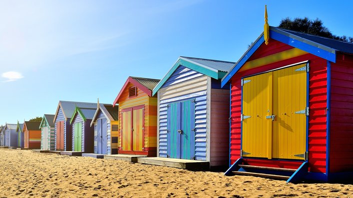 Visit Brighton Beach & view the colourful beach huts