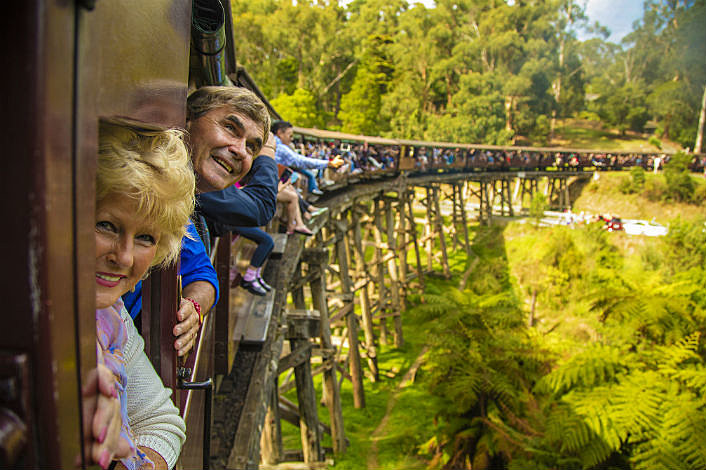 Puffing Billy over a bridge