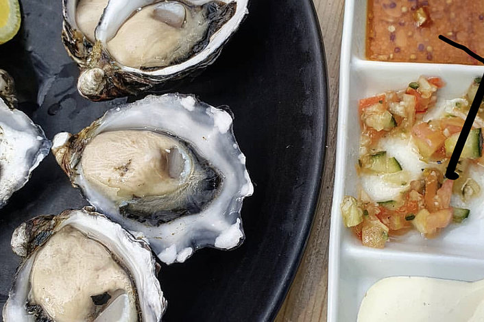 Yummy fresh Bruny Island oysters for morning tea or a little snack on the way home. So fresh!