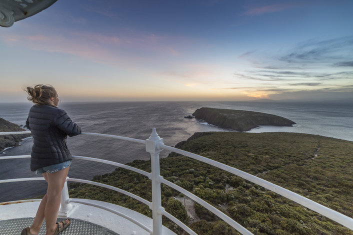 Cape Bruny Lighthouse overlooking the Tasman Sea - Bruny Island Safaris